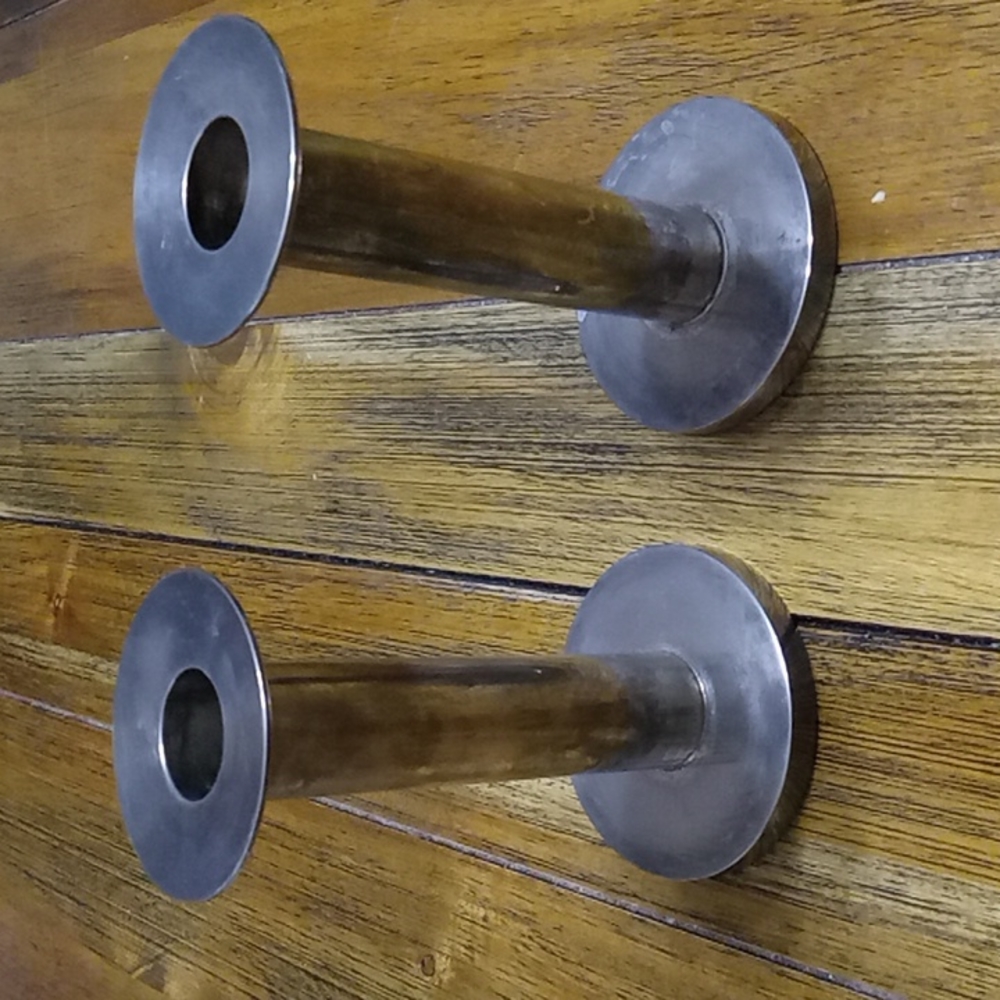 Silver plated candle holders.